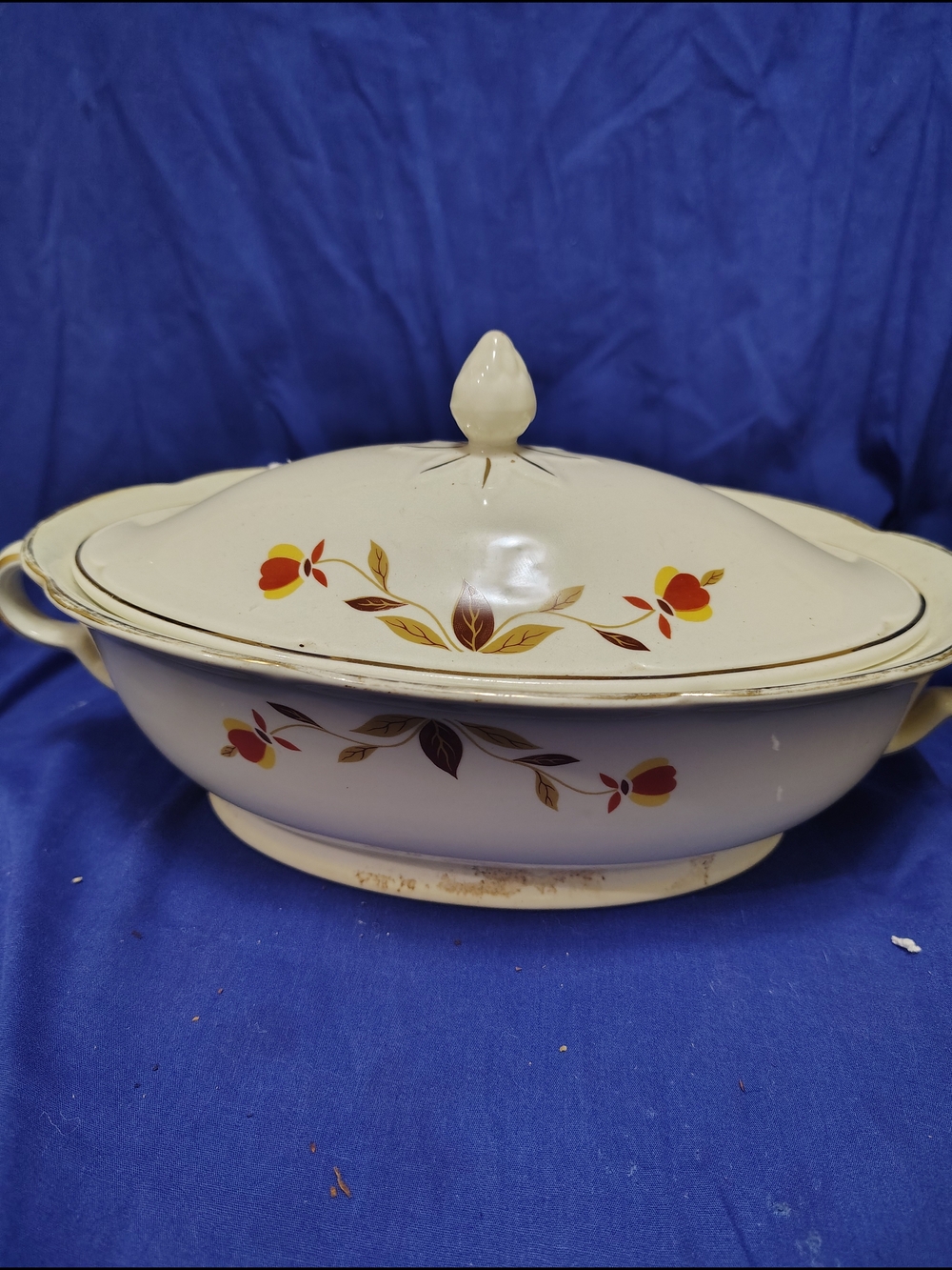 Cream Floral Covered Casserole Dish
